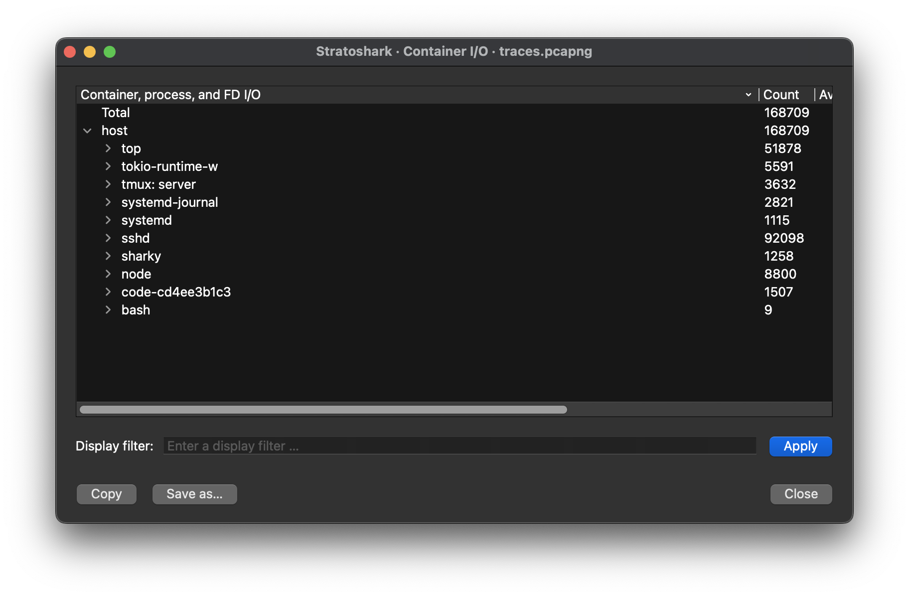 Opened the pcapng in wireshark