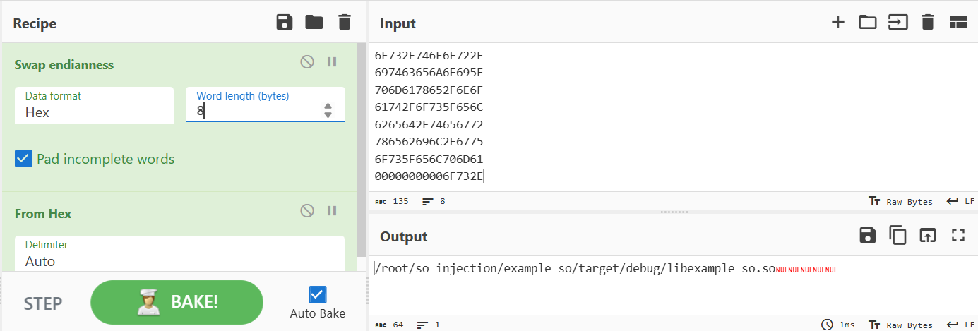 Decode memory, swap endianness